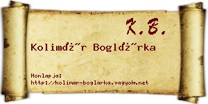 Kolimár Boglárka névjegykártya