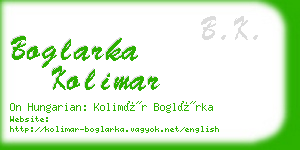 boglarka kolimar business card